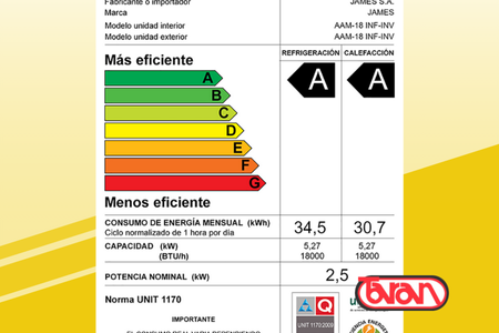 AIRE ACONDICIONADO INVERTER JAMES 18000 BTU AAM-18 INF-INV