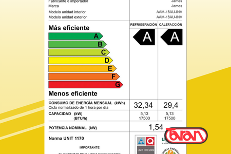 AIRE ACONDICIONADO INVERTER JAMES 24000 BTU AAM-24 INF-INV G2
