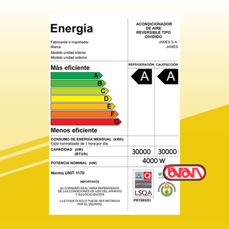 AIRE ACONDICIONADO INVERTER JAMES 30000 BTU AAM-30 AU-INV G2